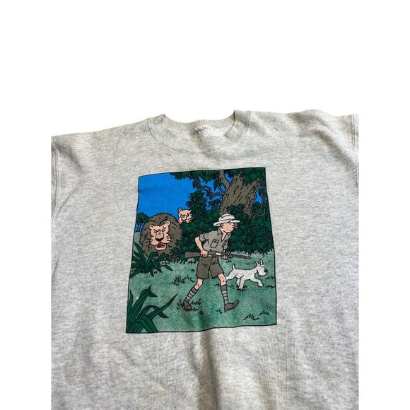Vintage TinTin Sweater The Adventures Of TinTin Grey Jumper - Picture 2 of 2